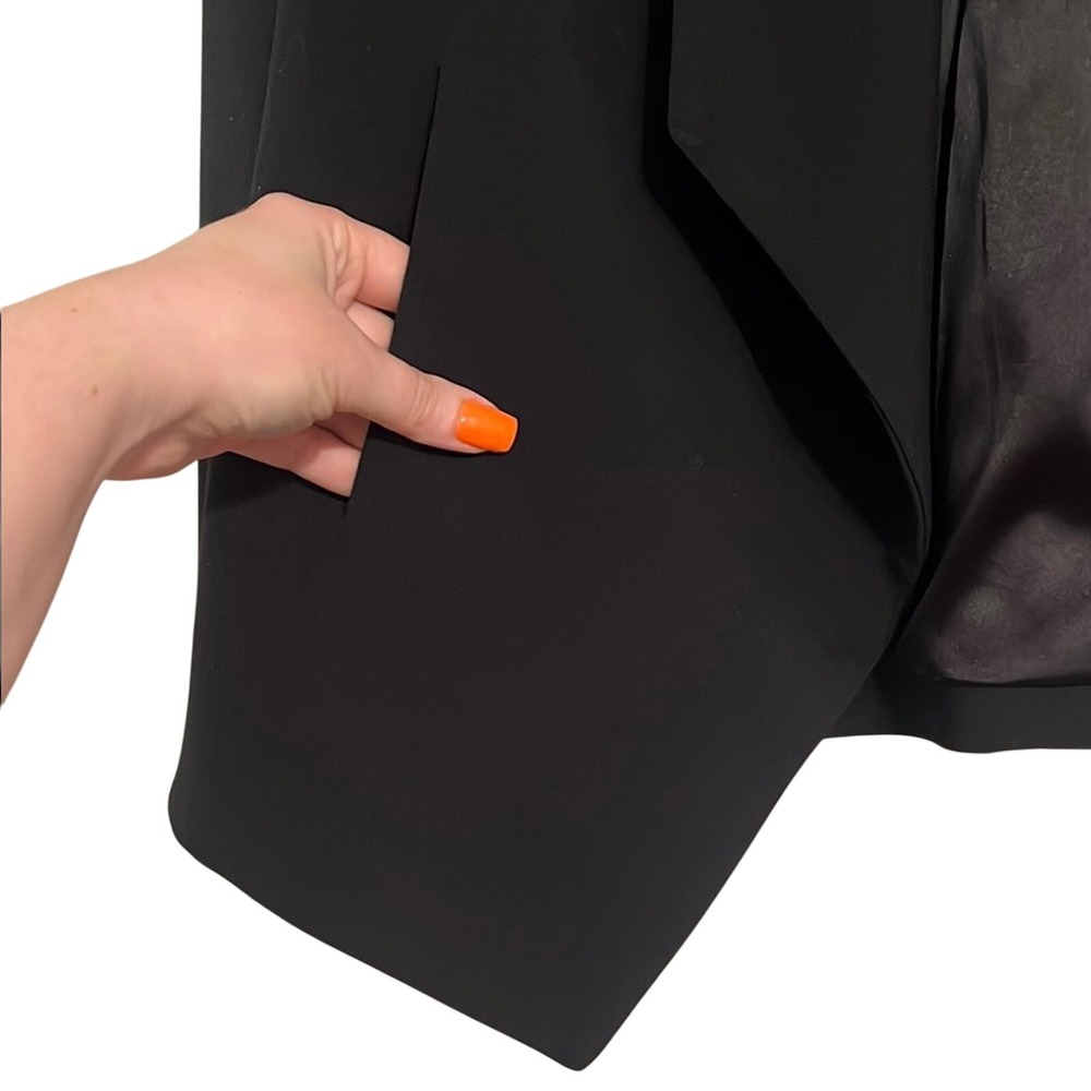 H by Halston Open Front Black Blazer Minimalist Shawl Career Capsule Wardrobe - Picture 4 of 7